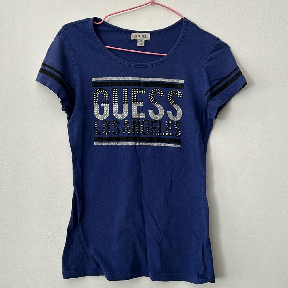 Nice Guess los Angeles Logo shirt xs purple blue